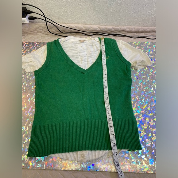 Vintage Y2K American Eagle Green Preppy Sweater Vest XS + Layering Cardigan XS - Picture 9 of 16